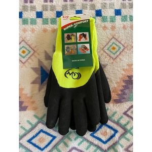 Rubberized Safety Work Gloves Neon Yellow Super Comfort Stretch Unisex Size XL